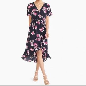 J. Crew Faux Wrap Dress V Neck High Low